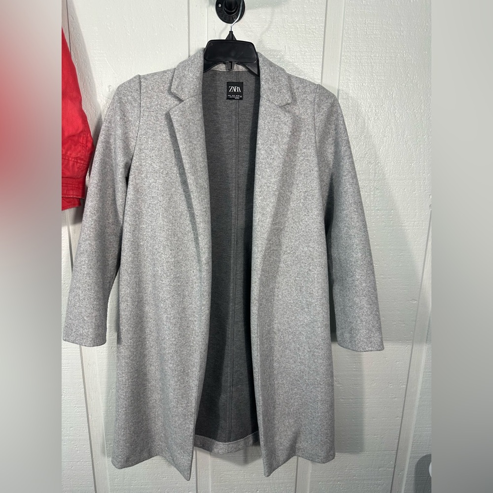 Zara Gray Women’s Faux Felt Wool Coat Size Small EUC